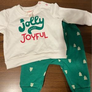 Holiday 2 piece set cat and jack! 3-6 months only worn once